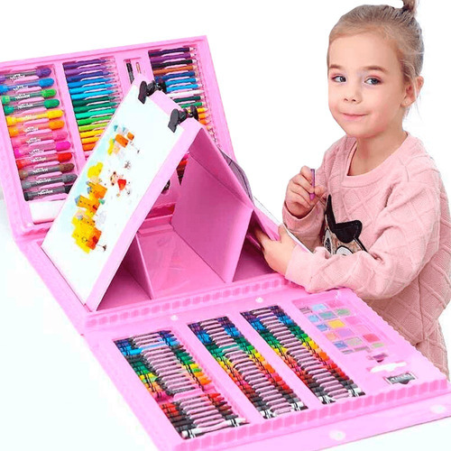 Imagen 6 de 9 de Set De Arte - Kit Dibujo 208 Piezas Para Niños