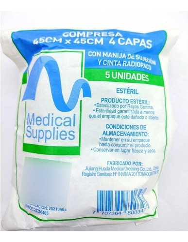 Compresa Est X5 Unid 4 Capas Con Manija Sujecion 45cm X 45cm