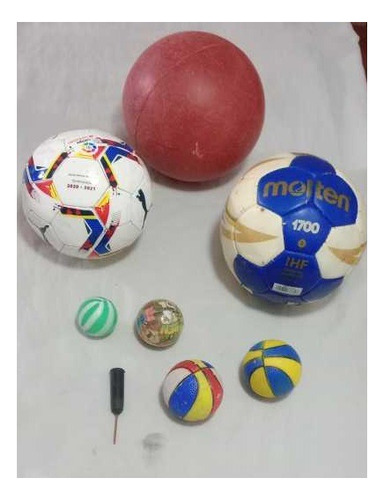 3 Pelota Medianas Y 4 Chiquitas De Mano + Pico