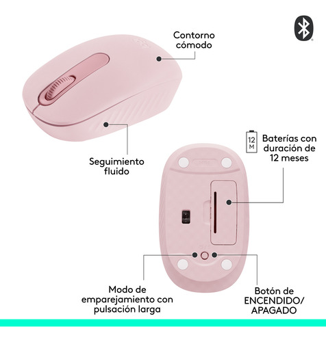Mouse Inalámbrico Bluetooth Logitech M196 Rosa