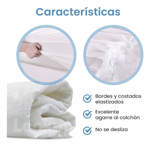 Cubre Colchon Impermeable Toalla+pvc 1 1/2 190x90 Premium 1 1/2 Plaza