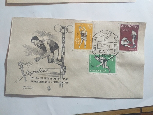 Lote 3 Sobre Primer Dia Juegos Panamericanos Chicago 1959 (Usado)