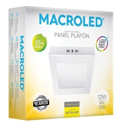 Imagen 3 de 10 de Panel Plafón Led 12w Cuadrado Blanco Frío / Cálido