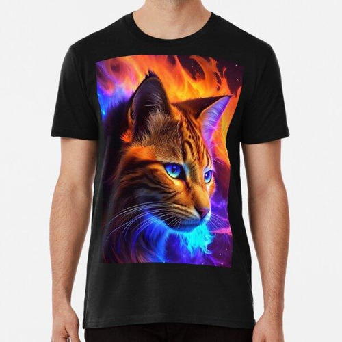 Remera Felino Luminoso Con Pelaje Ardiente Algodon Premium