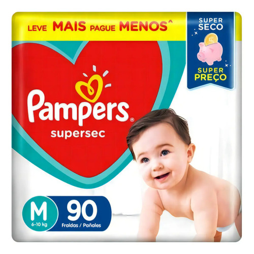 Fralda Pampers Supersec M com 90 Unidades