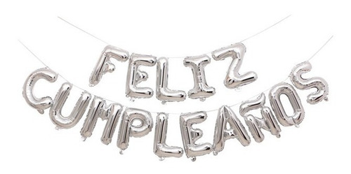 15 Letras 40cm Feliz Cumpleaños Globos Metalizados Plateado