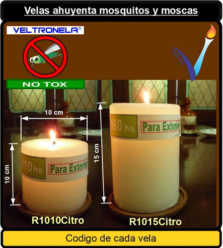 Imagen 2 de 7 de R1010citro - 1 Vela Redonda Citronela 10x10cm /110hs