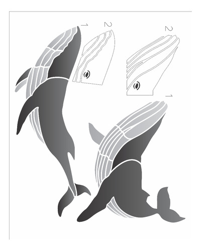 Plantilla para pintar animales con forma de ballena jorobada 3314 20x25 Opa