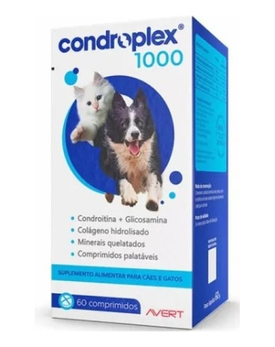 Condroplex 1000 Avert 60 Comp. Cães Méd. Gatos Gran. Porte