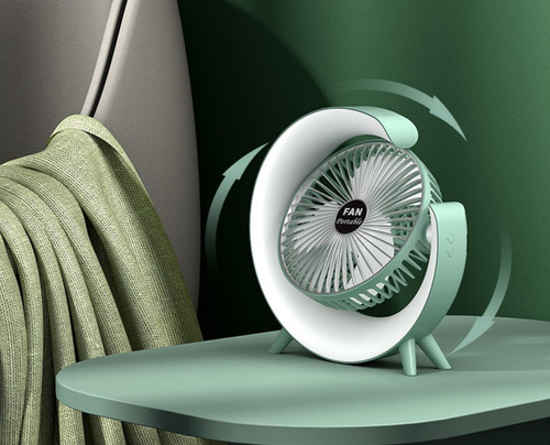 Ventilador Portatil De Escritorio Recargable Rotación De360°