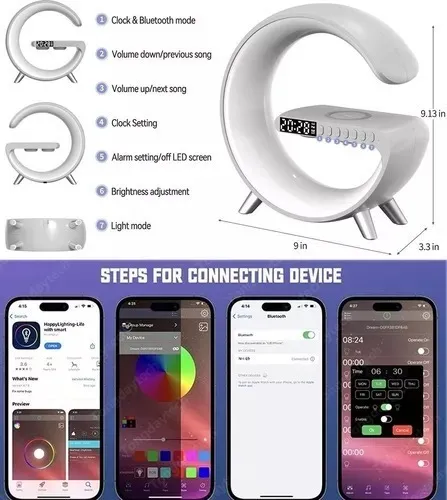 Reloj Despertador Con Luz Nocturna Rgb Con Cargador Inalámbr