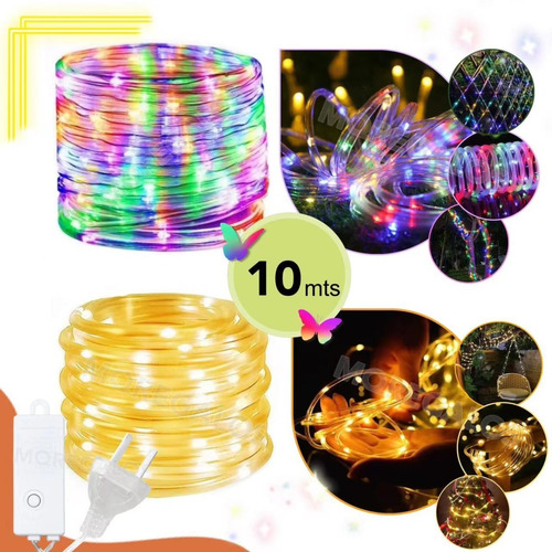 Manguera Led 10 Mts Luces Flexible 7 Efectos Navidad Enchufe