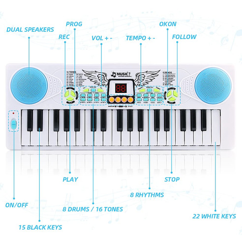 Teclado Electrónico De Piano De 37 Teclas Con Micrófono,