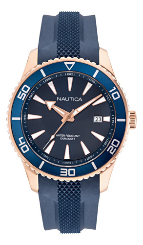 Reloj Nautica Nappbf915 Para Hombre Malla Azul Bisel Azul Fondo Azul