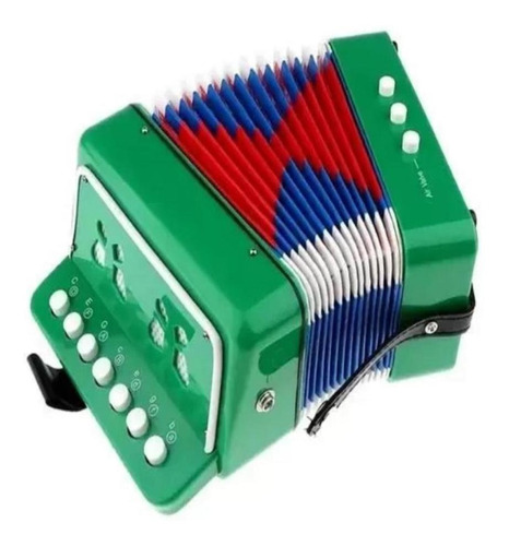 Sanfona Verde Infantil 3 Baixos Mini Acordeon Gaita Estilo