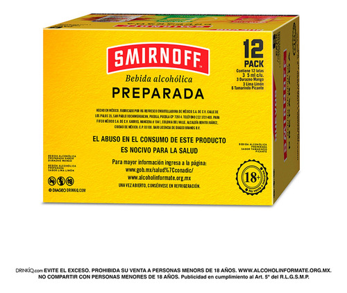 Smirnoff Mixto 355 Ml 8% Alc. Pack 12 Latas