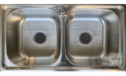 Imagen 3 de 6 de Pileta Bacha Cocina Doble 78x42+válvulas+monocomando Acra