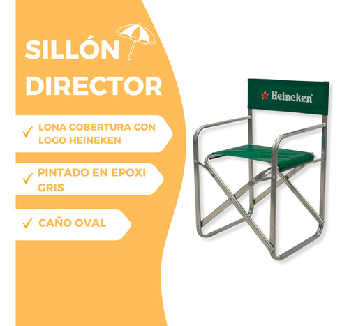 Sillon Director Oval Plegable Kiosco Bar Jardin Heineken Verde Oscuro Heineken