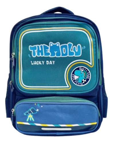 Mochila Infantil Estampada Fashion Escolar Volta As Aulas Cor Azul C/ Vermelho Desenho Do Tecido Liso