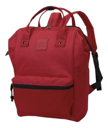 Mochila Boca De Pez Mtl Urbana Antirrobo 17 PuLG Reforzada Color Rojo Diseño De La Tela Liso