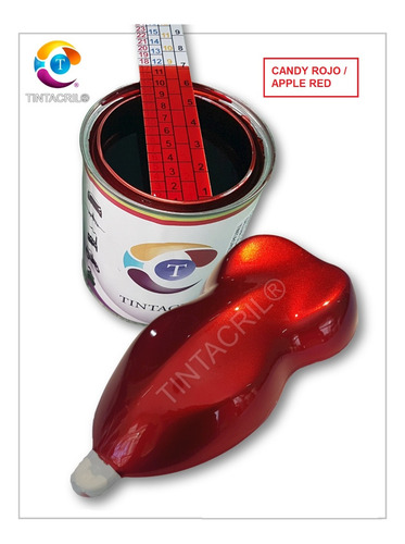 Imagen 3 de 9 de Kit Pintura Candy Bicapa Rojo 1 Lt + Base Aluminio Bic. 1 Lt