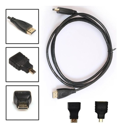 Cable Hdmi 3 En 1 Con Adaptadores Mini Hdmi Micro Hdmi