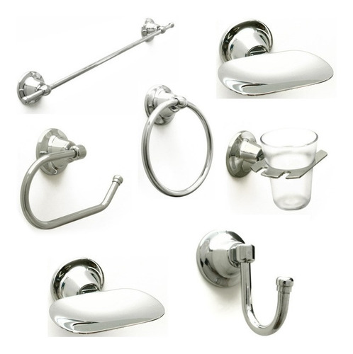 Kit De Accesorios Baño Delta Greta 8 Piezas Cromo Metálico