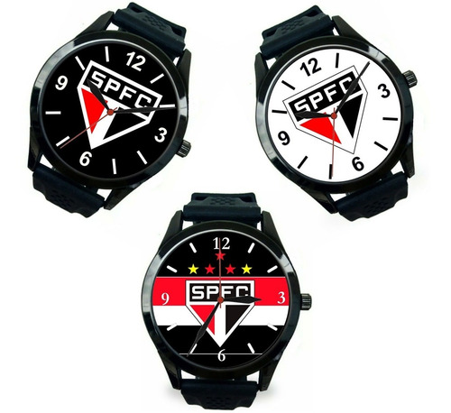 Kit 3 Relógios Esportivos São Paulo Pulso Masculino Barato Promoção Oferta Melhor Preço