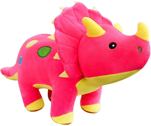 Dinosaurio Triceratops Rosa Peluche De 40 Cm