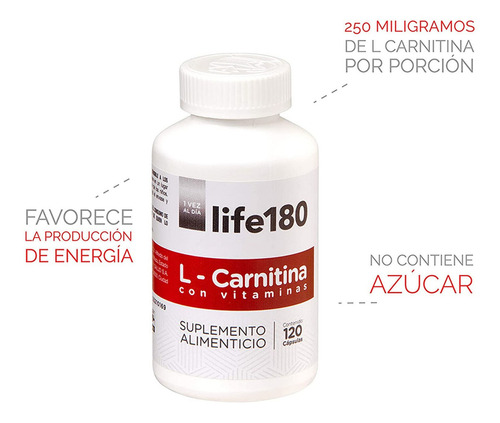 L-carnitina Vitaminas 120 Cápsulas 240 Mg Life180