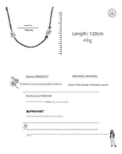Xcollar Largo De Perlas Con Cuentas De Cristal Para Mujer