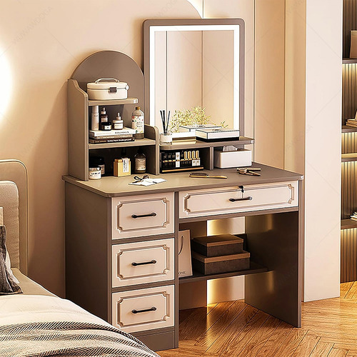 Tocador De Maquillaje Con Espejo Estante De Dormitorio Hogar