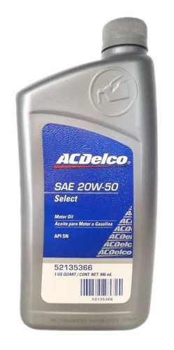 Aceite 20w50 Mineral Acdelco Api Sn