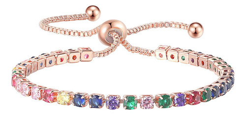 Pulsera Iónica De Cristal B Con Circonitas Redondas De Color