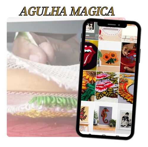 Kit De Bordado Com Agulha Mágica Para Ponto Russo Artesanal