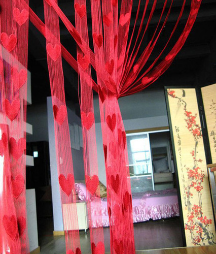 Cortina En Forma De Corazón Con Forma De Corazón, Borlas, Pu
