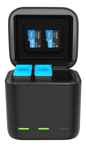 Imagen 4 de 7 de Cargador Triple + 2 Baterías Para Gopro Hero 10 / 9 Guardasd