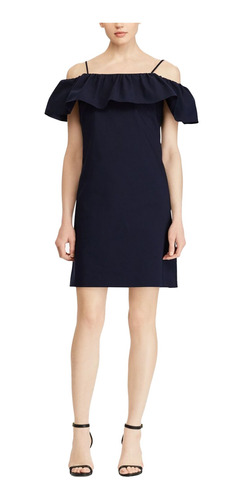 Vestido Mini Azul Cold Shoulder Lauren Ralph Lauren Talla 2