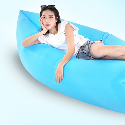 Colchón Inflable Personal Portátil Camping Acampar Colchone Celeste