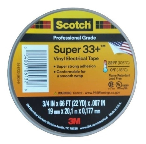 Teipe Scotch Super 33 19mm 20 Mtrs 3m. Te-02