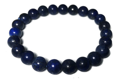 Pulseira De Pedra Bolinha Lapis Lazuli Azul 8mm Diâmetro 19 Cm