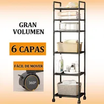 Comprar 6 Repisas Estante Organizador Multiusos Con Ruedas Anaquel Para baños y cocinas