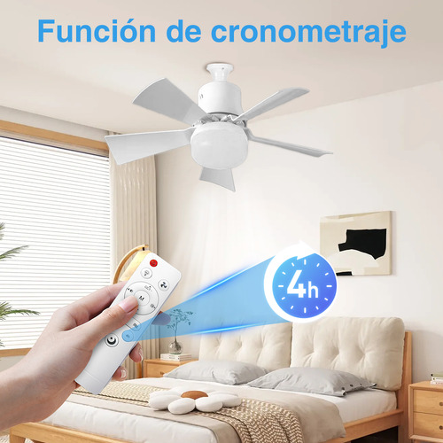 Foco con Ventilador 30w Foco Ventilador Techo 42cm Led con Control Remoto Temporizador 3 Temperaturas de Color Brillo Ajustable E27 Lamparas para Sala Fanlamp