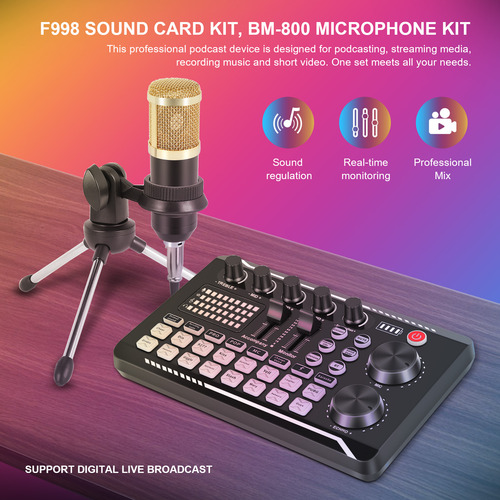 Kit De Tarjeta De Sonido F998, Kit De Micrófono Bm-800, Con