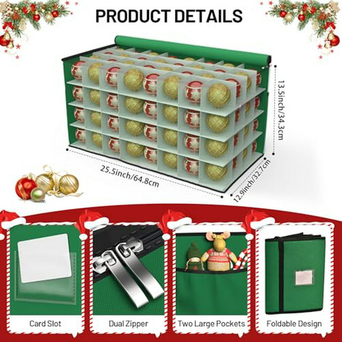 Organizador De Adornos Navideños 128 Piezas Con Divisores Aj