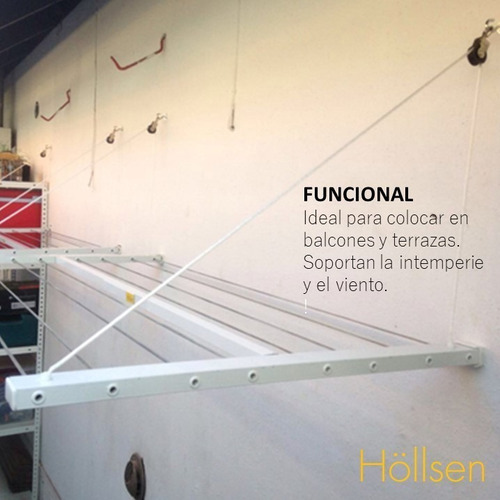Imagen 5 de 10 de Tendedero Rebatible Pared Höllsen Aluminio Intemperie