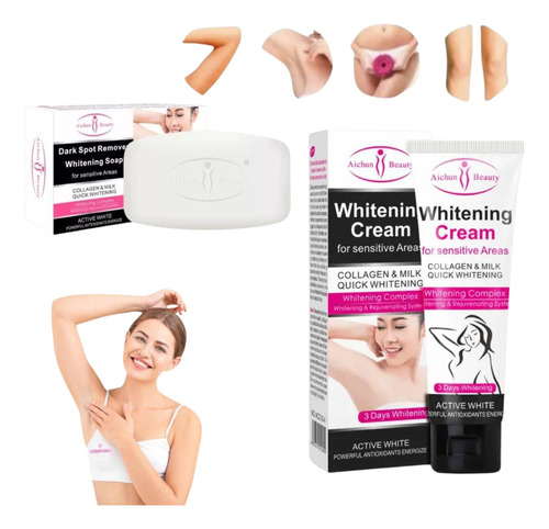 Pack Crema Aclarante Con Jabón Blanqueador Zona Intima Axila