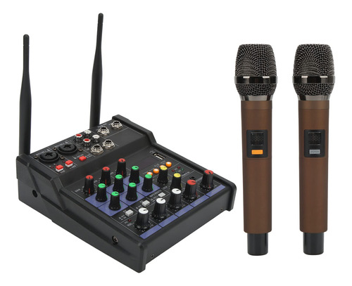 Mezclador De Audio Profesional Con 2 Micrófonos Inalámbricos