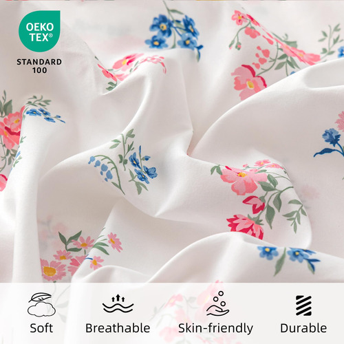 Juego De Sábanas Florales Queen Size Jessrydo Con Bolsillo