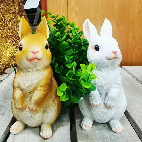 2 Piezas Figuritas De Esculturas Regalos De Pascua Conejo